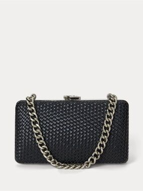 Lauren Ralph Lauren Black Woven Chain-Handle Clutch
